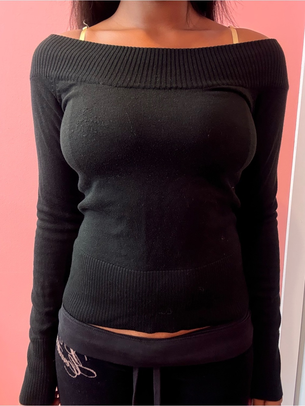 Off-Shoulder Black Women’s Sweater